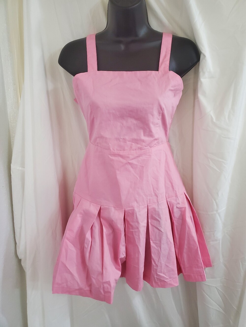 Bardot junior candy pink square neckline open tie back Tilly pleated dress new